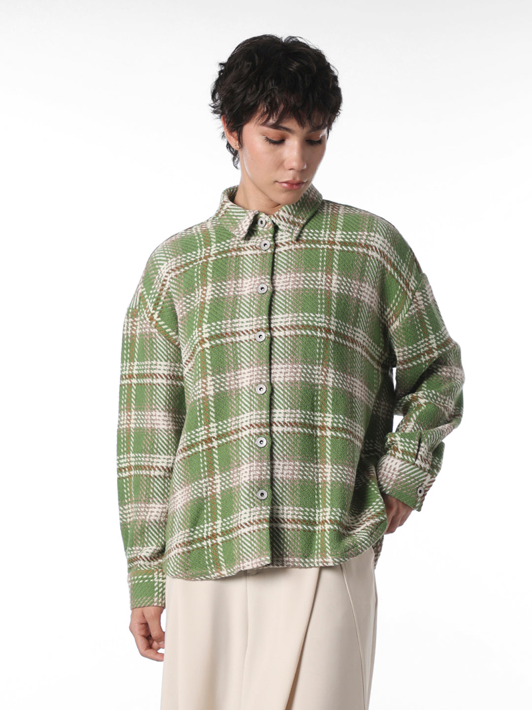 Green Check Textured Shirt