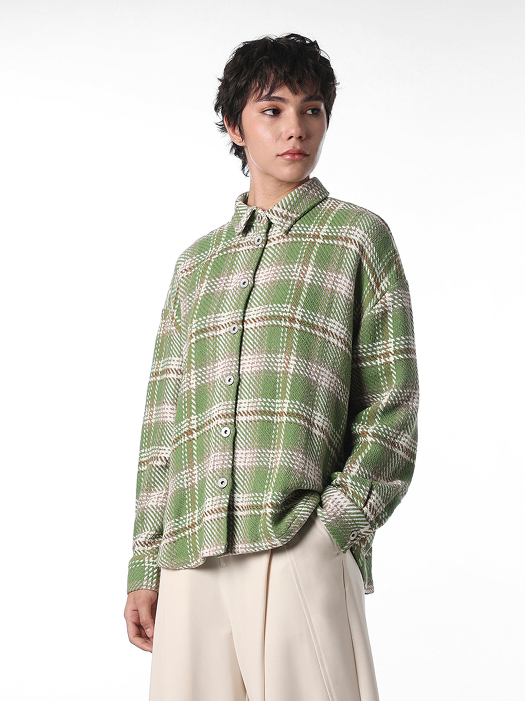 Green Check Textured Shirt