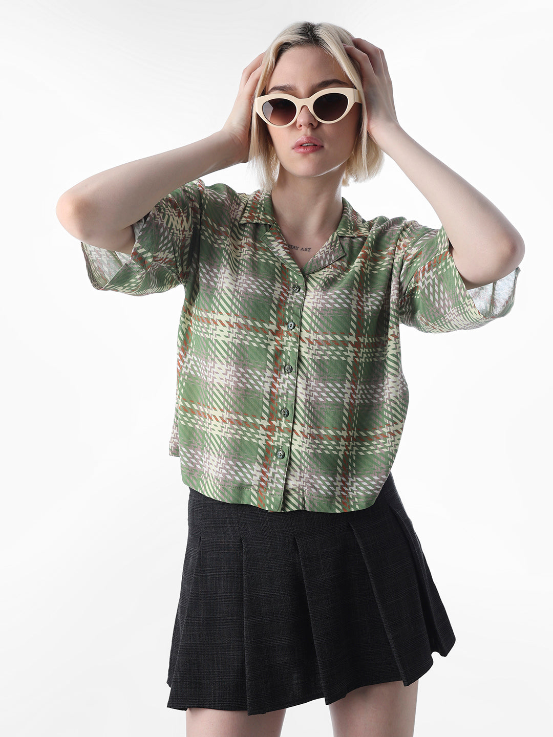 Green Cropped Resort Shirt
