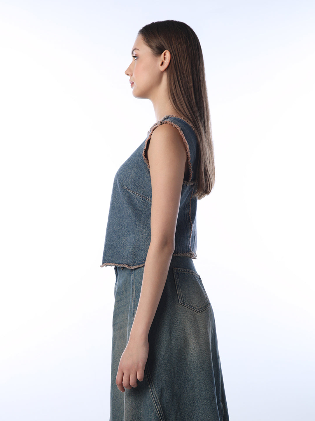 Frayed Edge Denim Crop Top