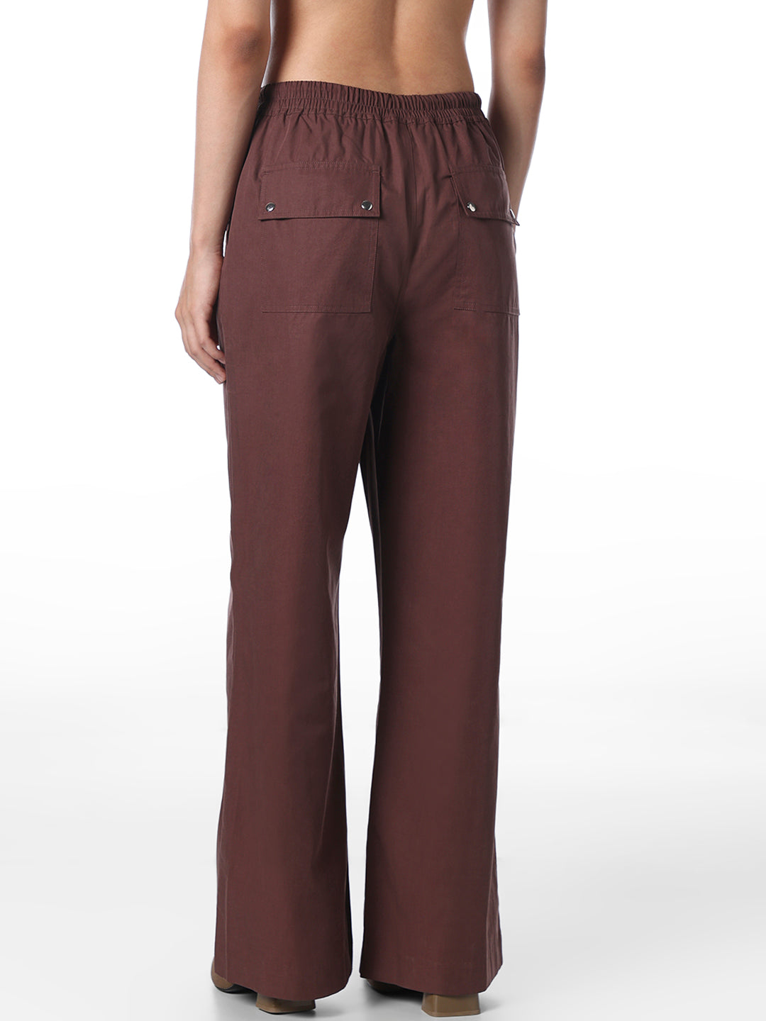 Brown Elasticated Flared Pants