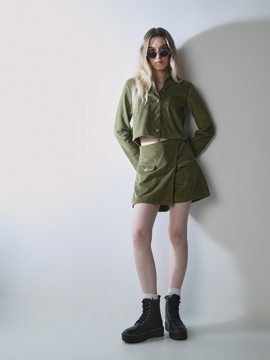 Green Corduroy Skort