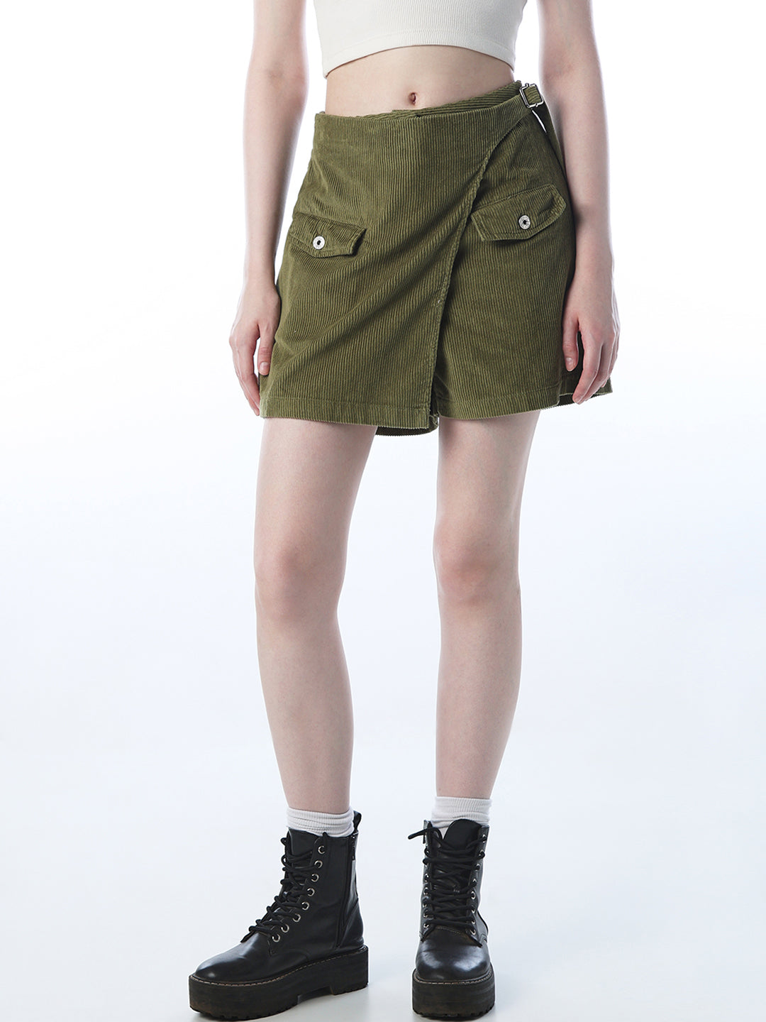 Green Corduroy Skort