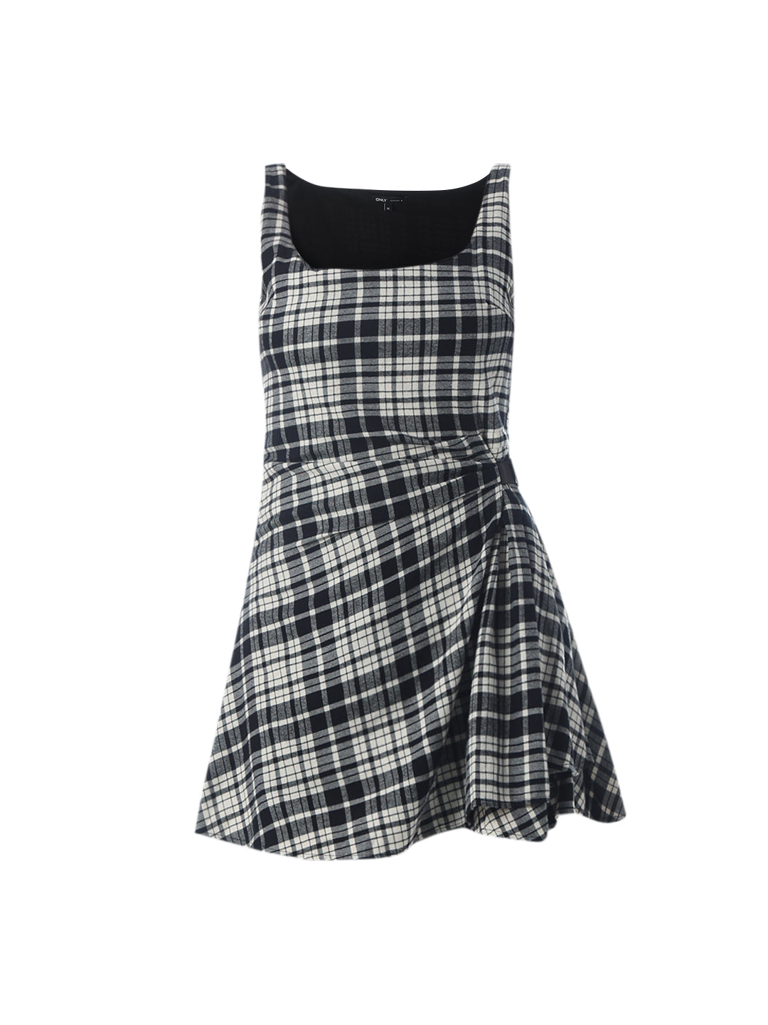 Black Check Scoop Neck Dress