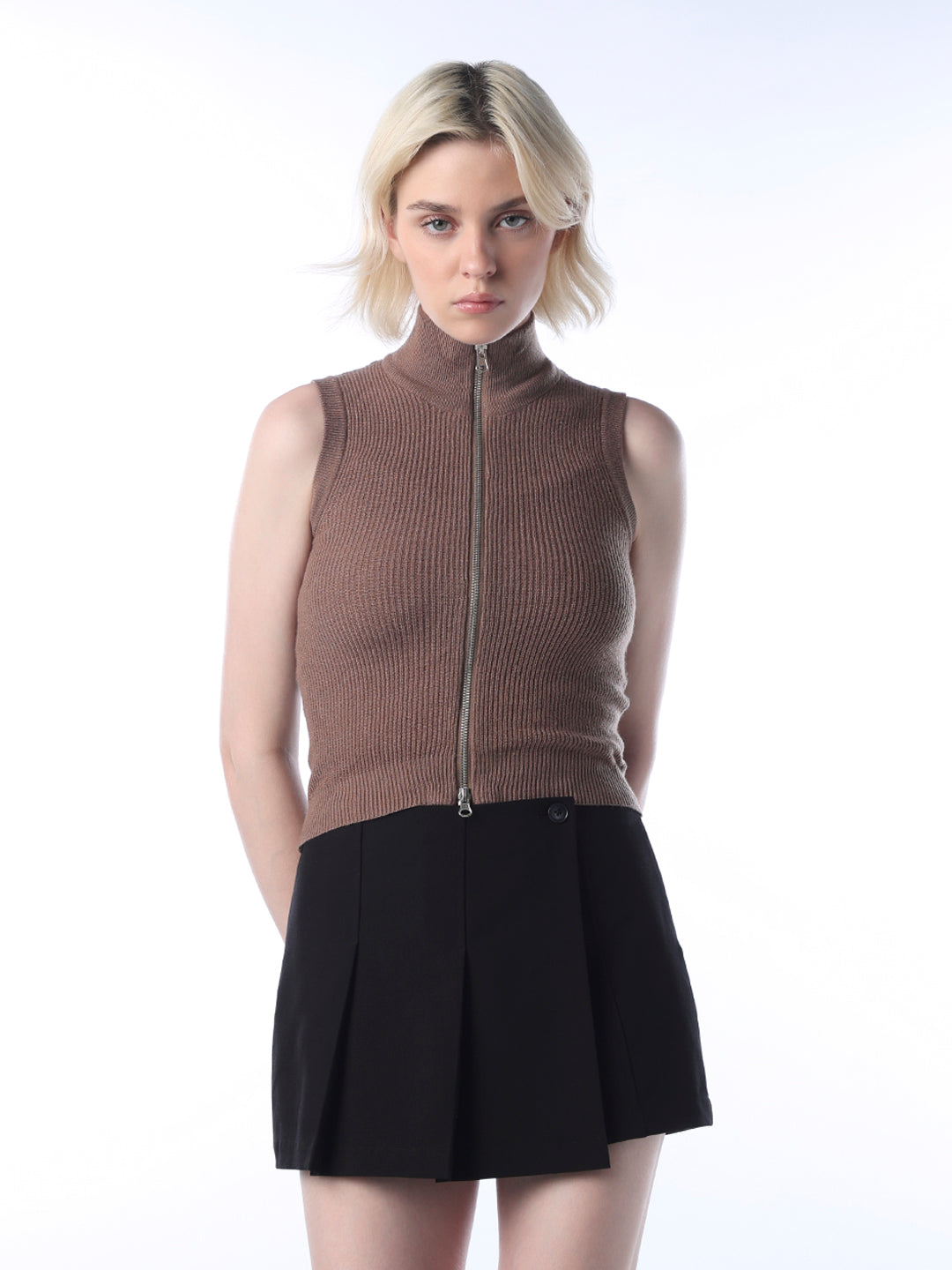 Zip-Up Knitted Vest