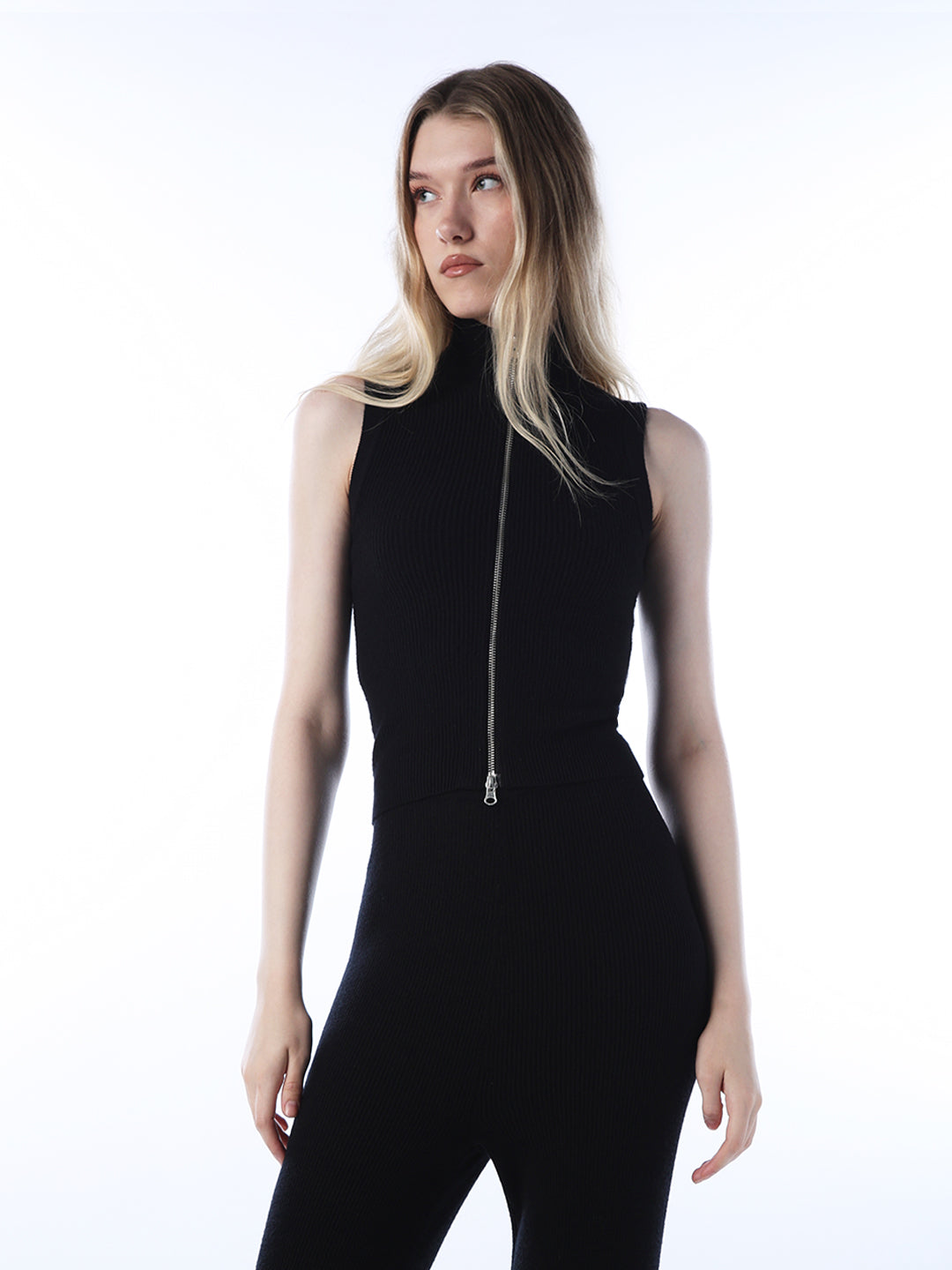 Zip Through Knitted Pullover