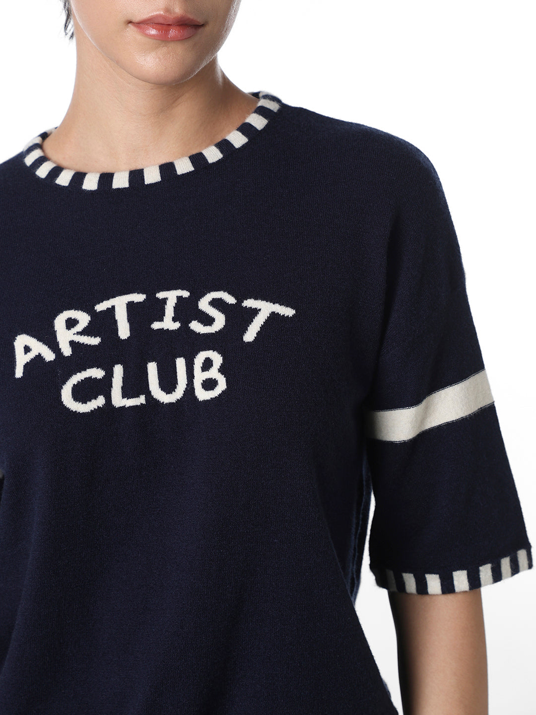 Navy Blue Printed Pullover