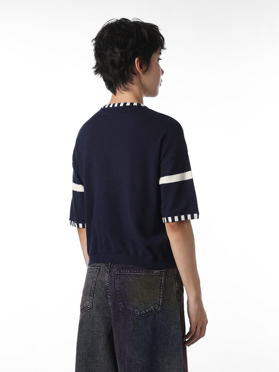 Navy Blue Printed Pullover