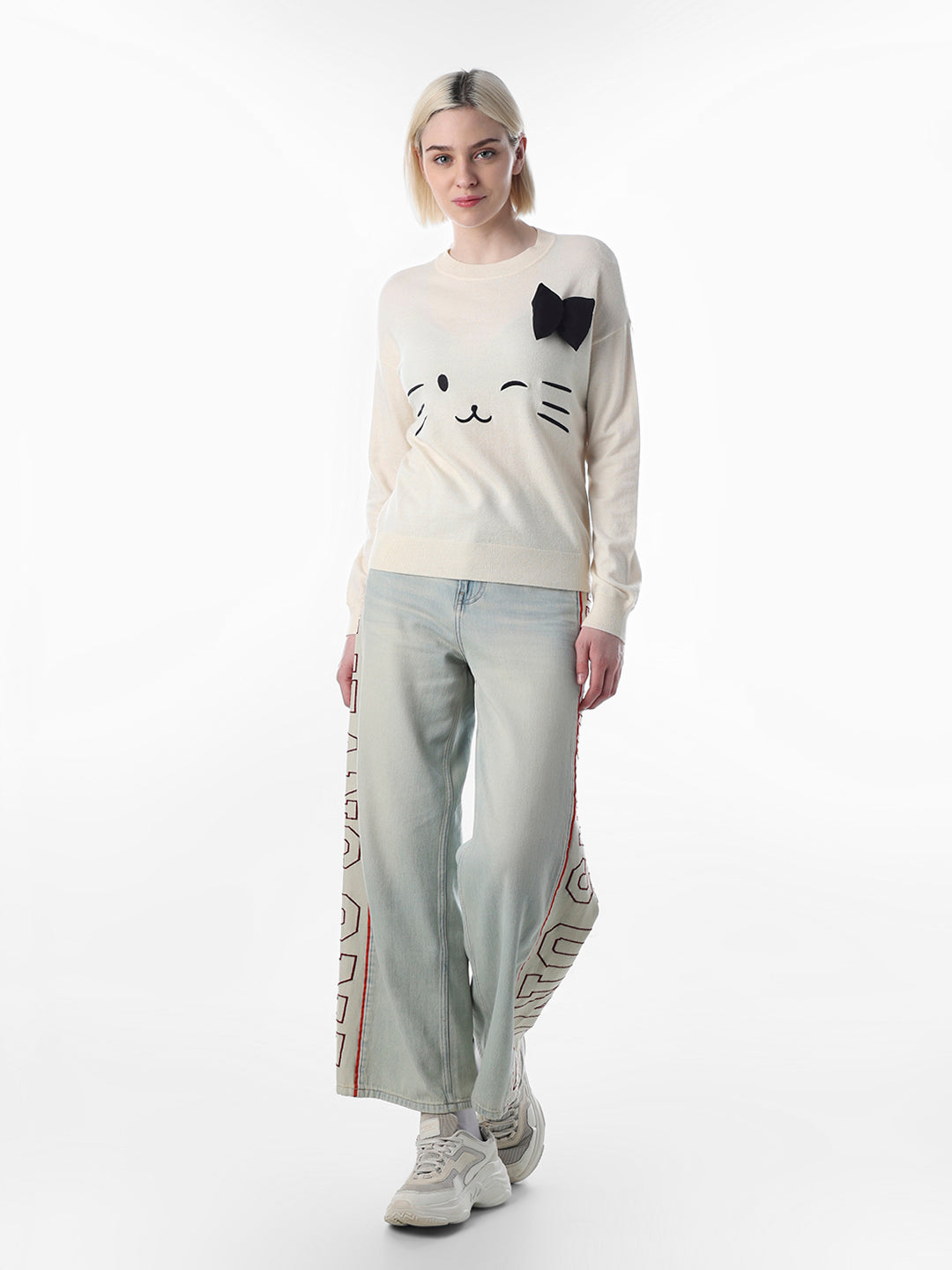 Off-White Embroidered Motif Pullover
