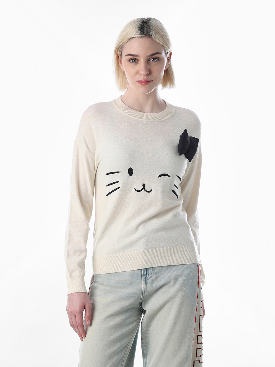 Off-White Embroidered Motif Pullover