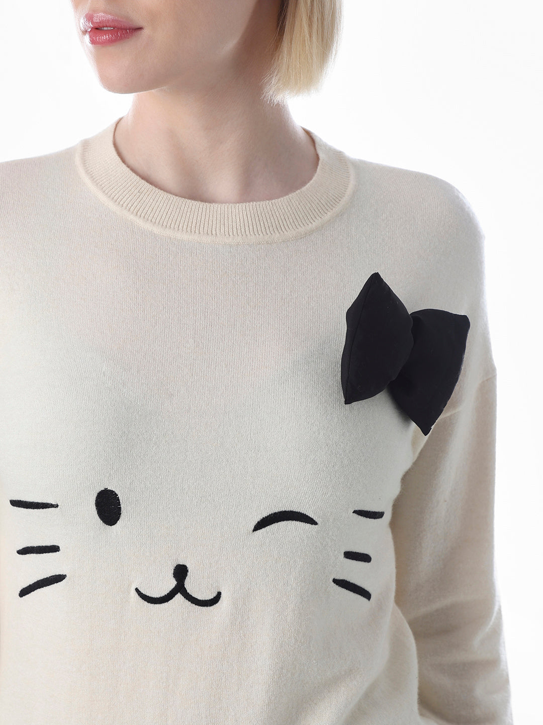 Off-White Embroidered Motif Pullover