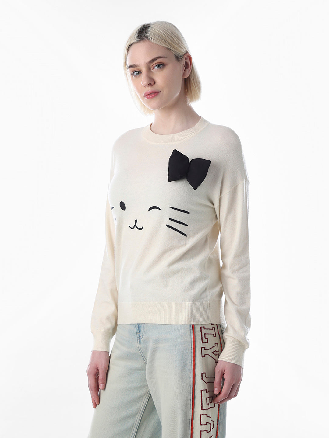 Off-White Embroidered Motif Pullover