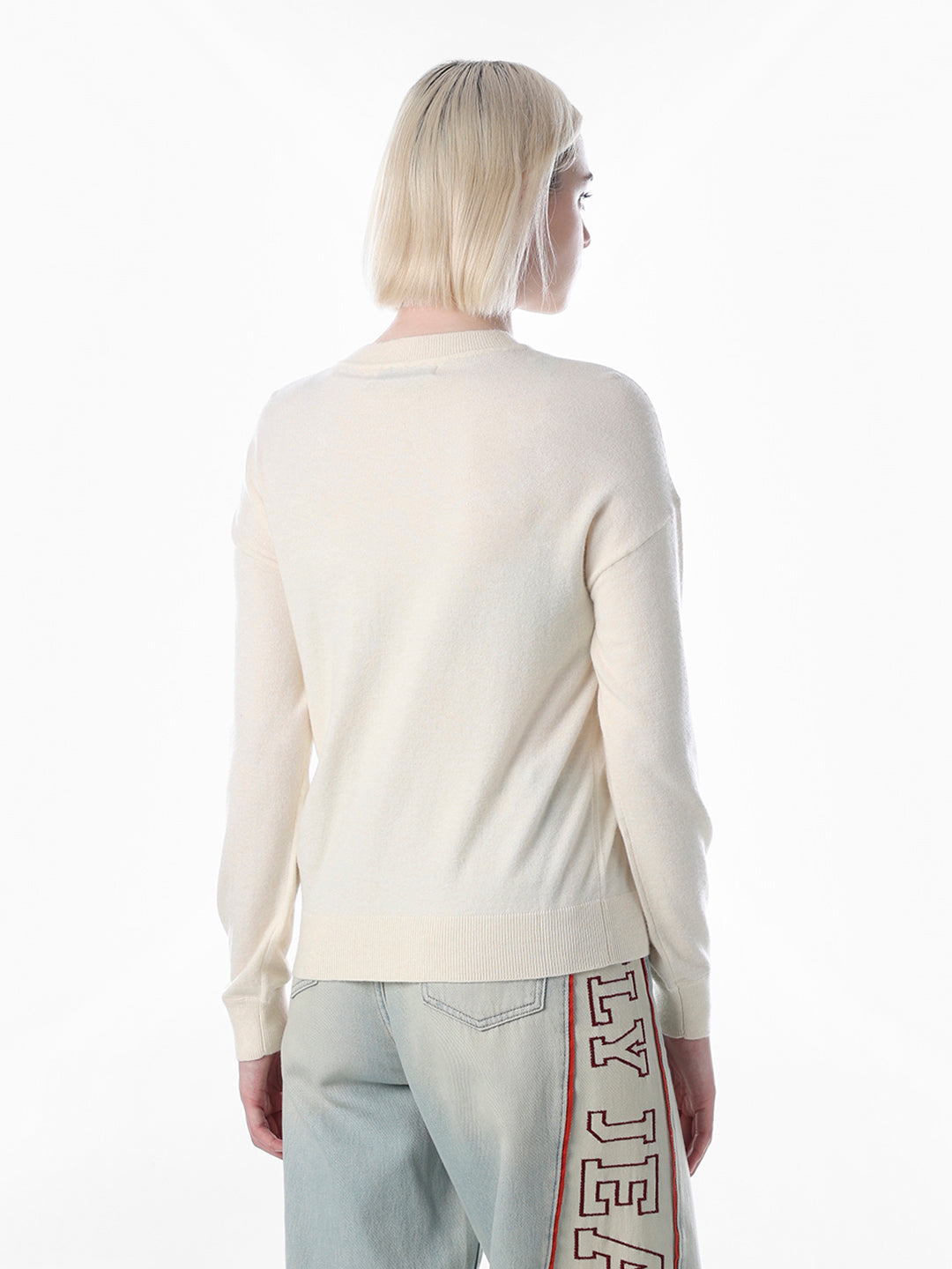 Off-White Embroidered Motif Pullover