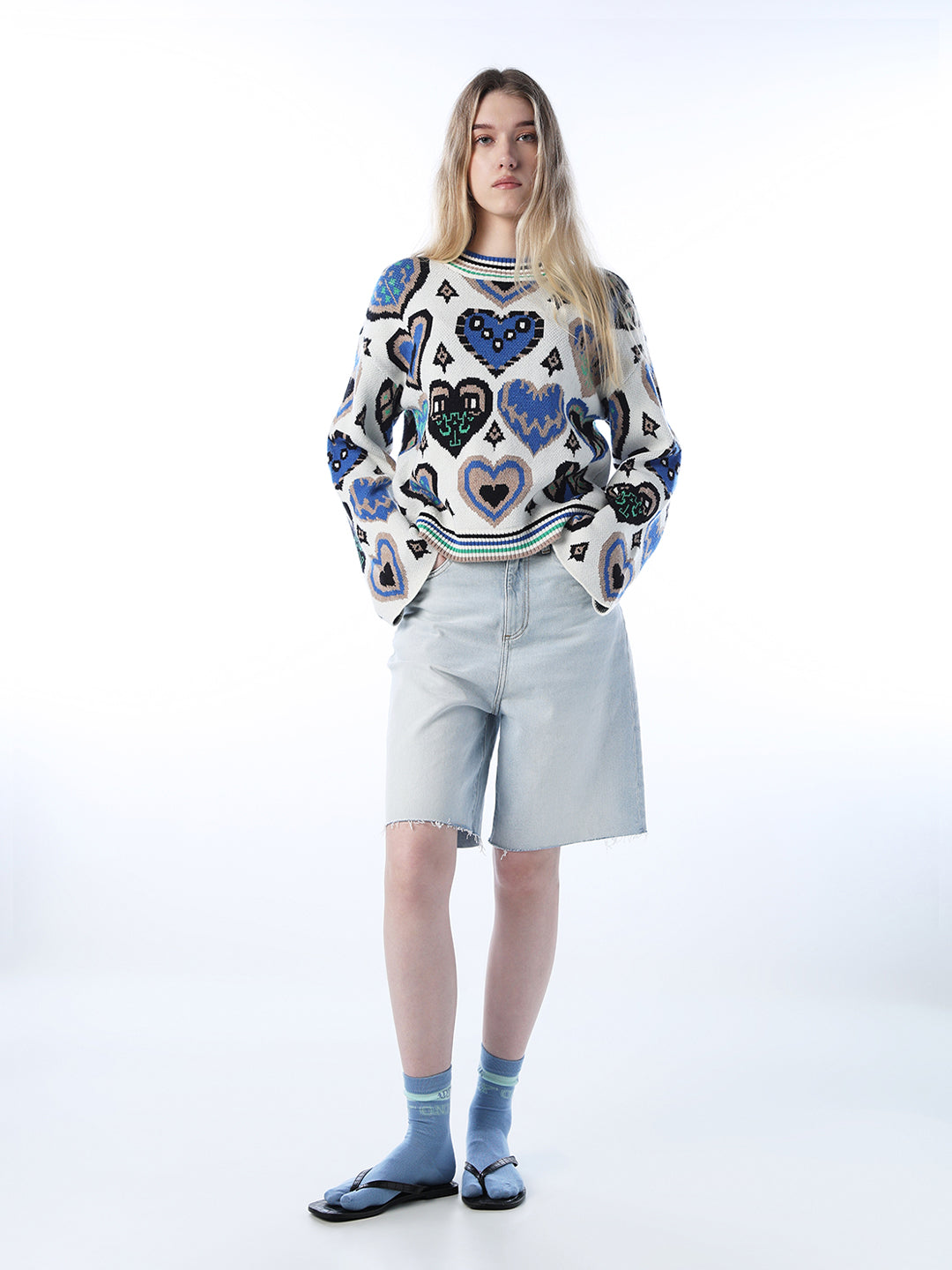 Jacquard Knit Printed Pullover