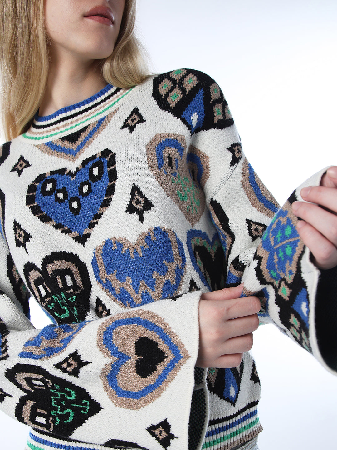 Jacquard Knit Printed Pullover