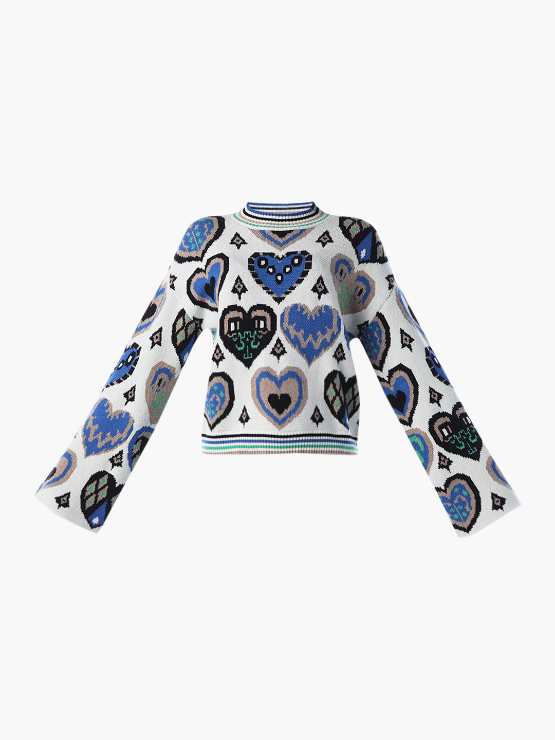 Jacquard Knit Printed Pullover
