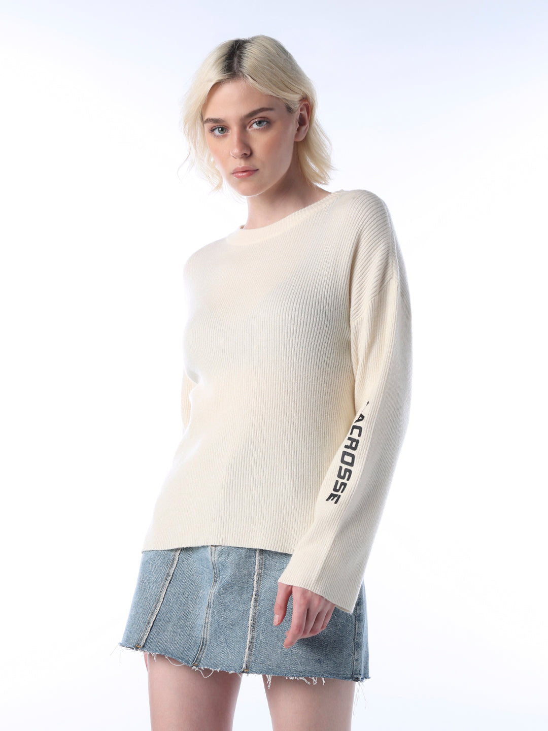 Printed Fine-Knit Pullover
