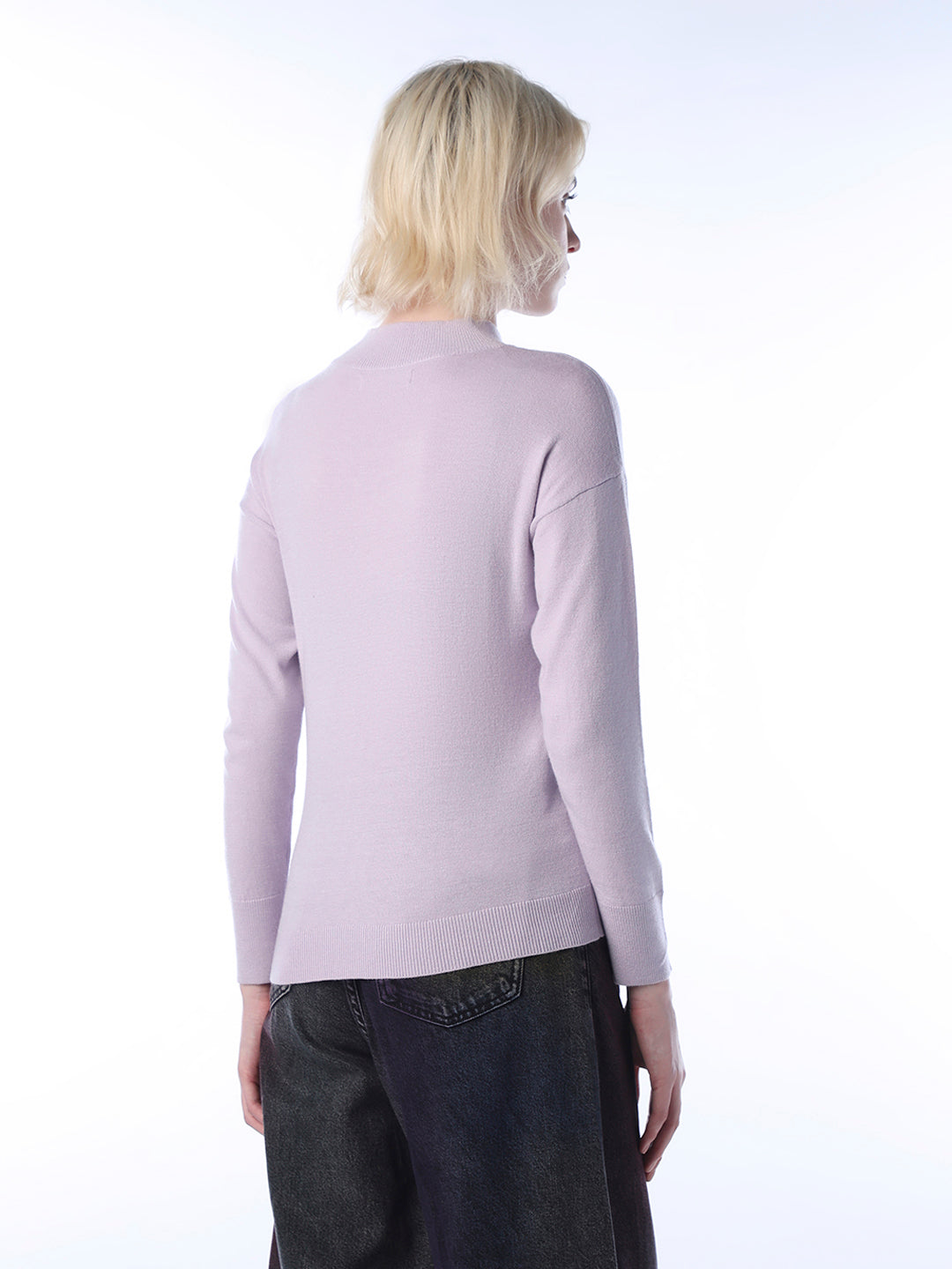Fine-Knit Cat Printed Pullover
