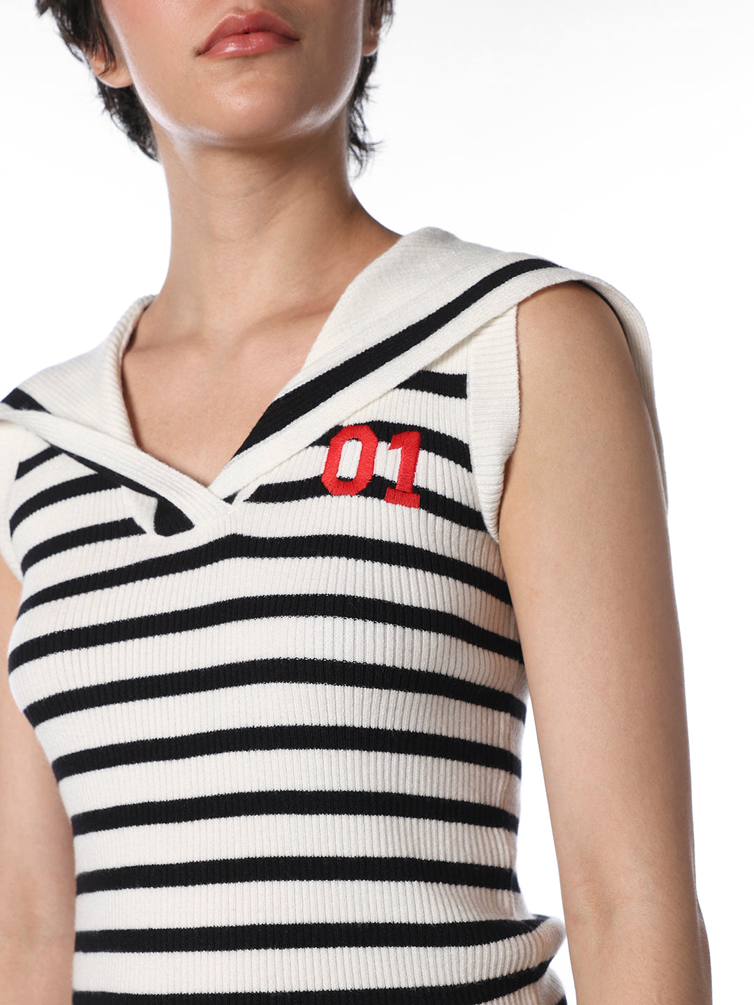 White Striped Fitted Pullover