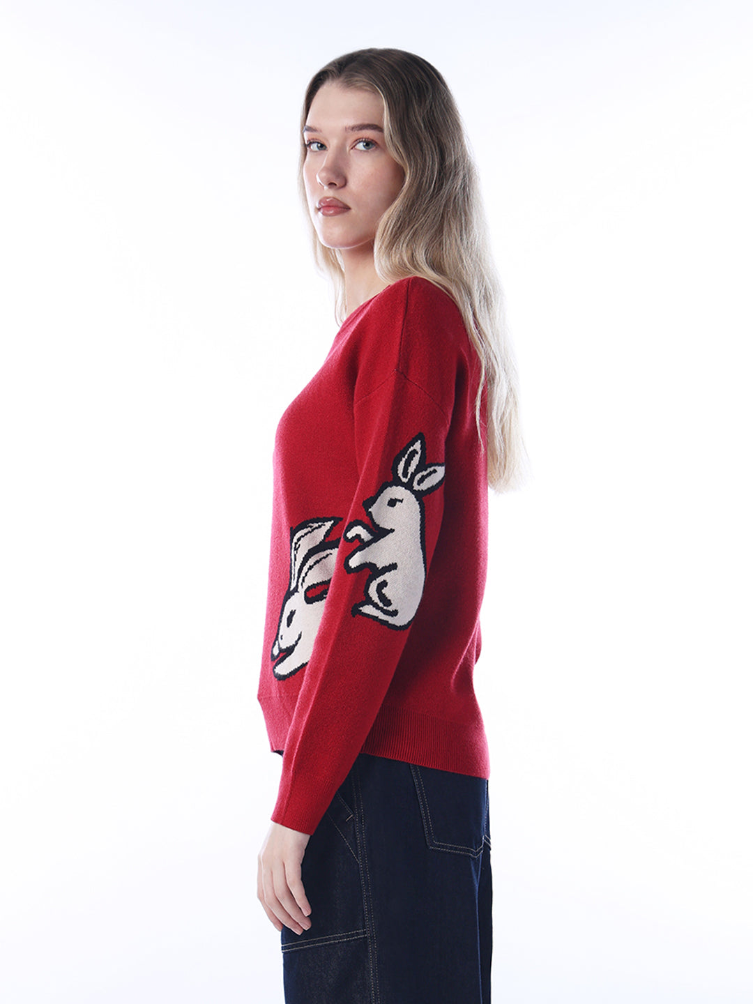 Rabbit Print Jacquard Pullover