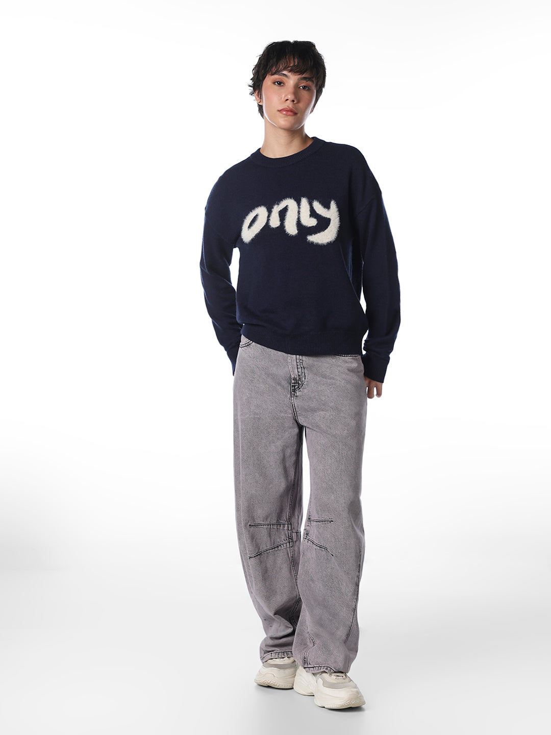 Navy Blue Fine Knit Pullover