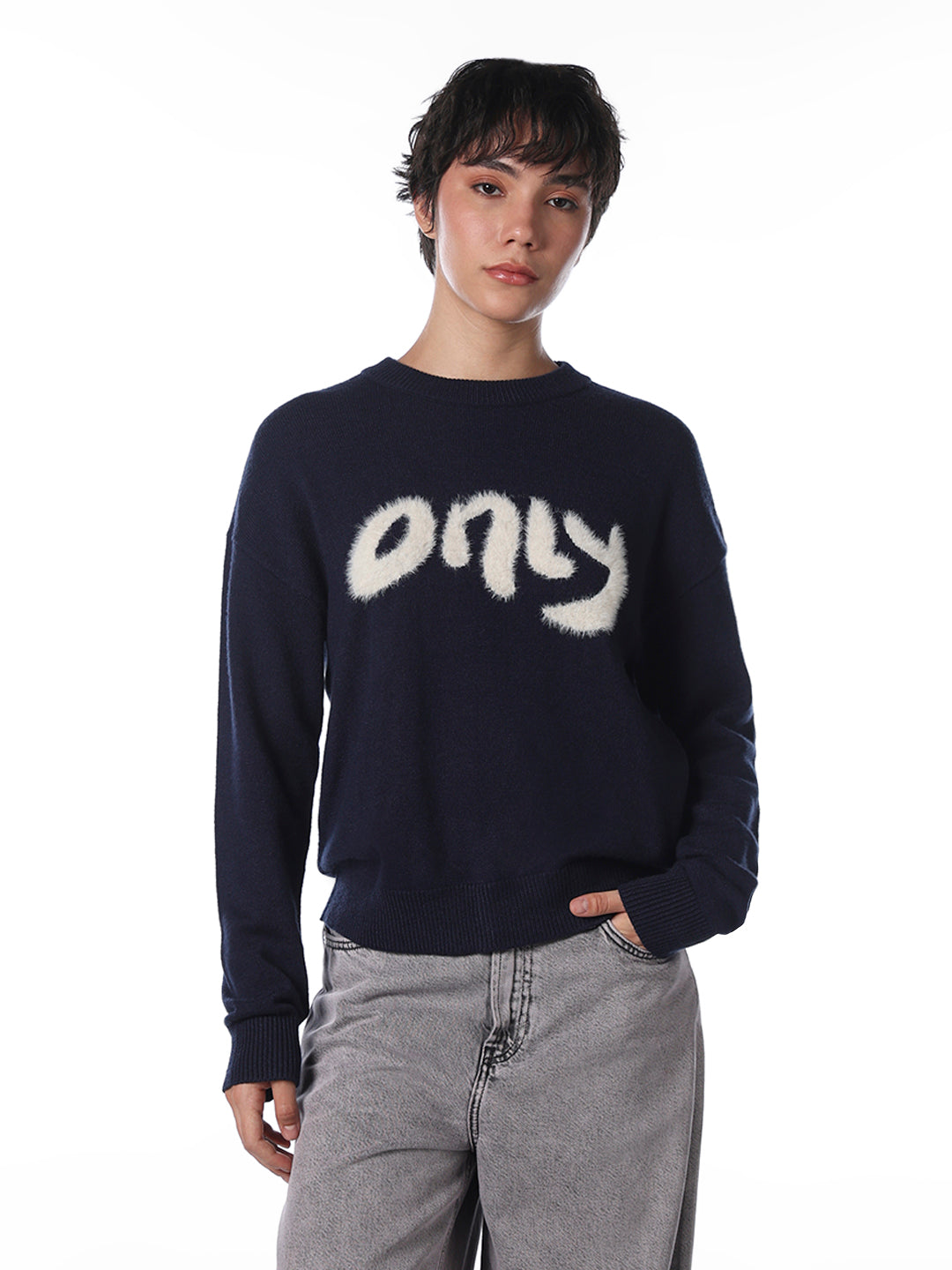 Navy Blue Fine Knit Pullover