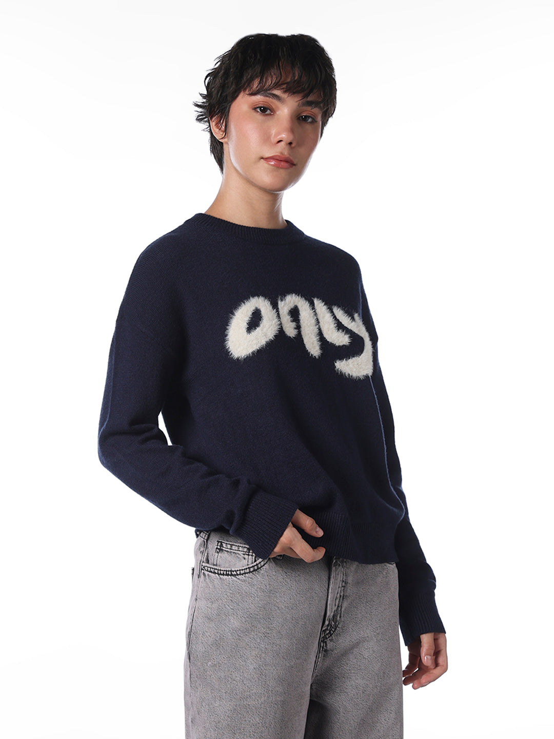 Navy Blue Fine Knit Pullover