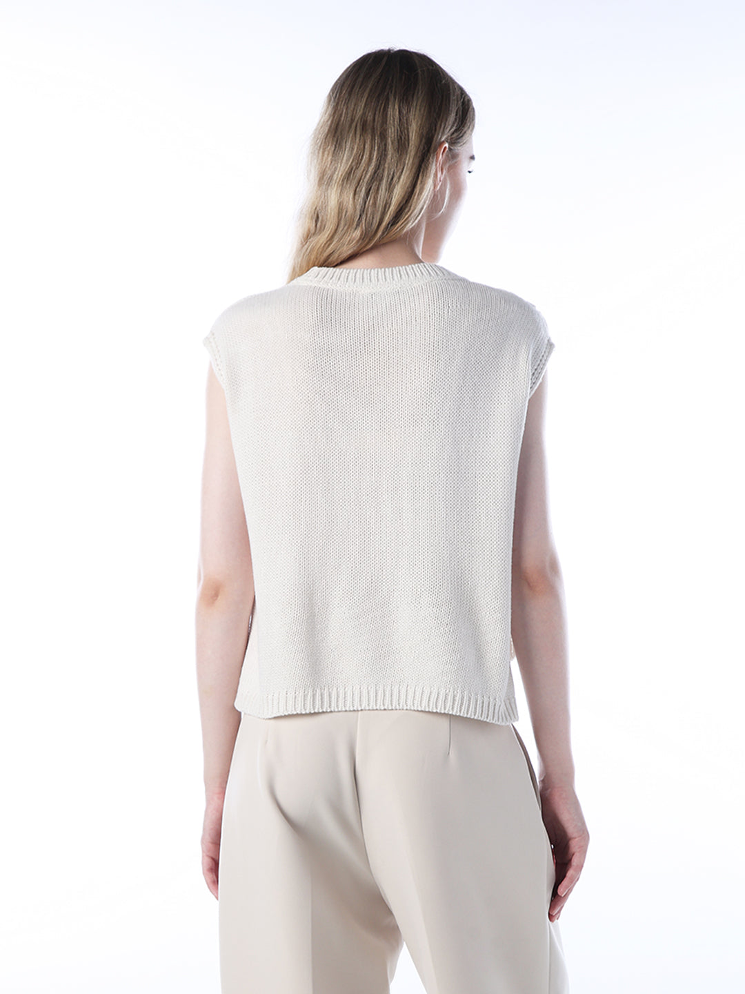 Tie-Detail Cable Knit Pullover
