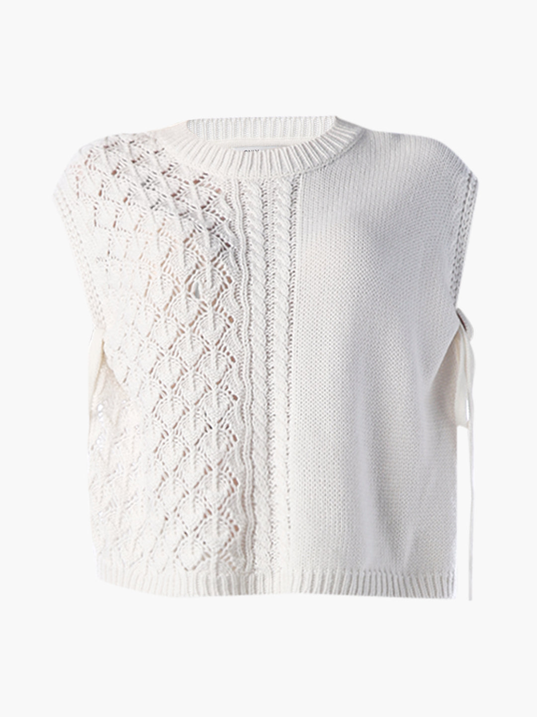Tie-Detail Cable Knit Pullover