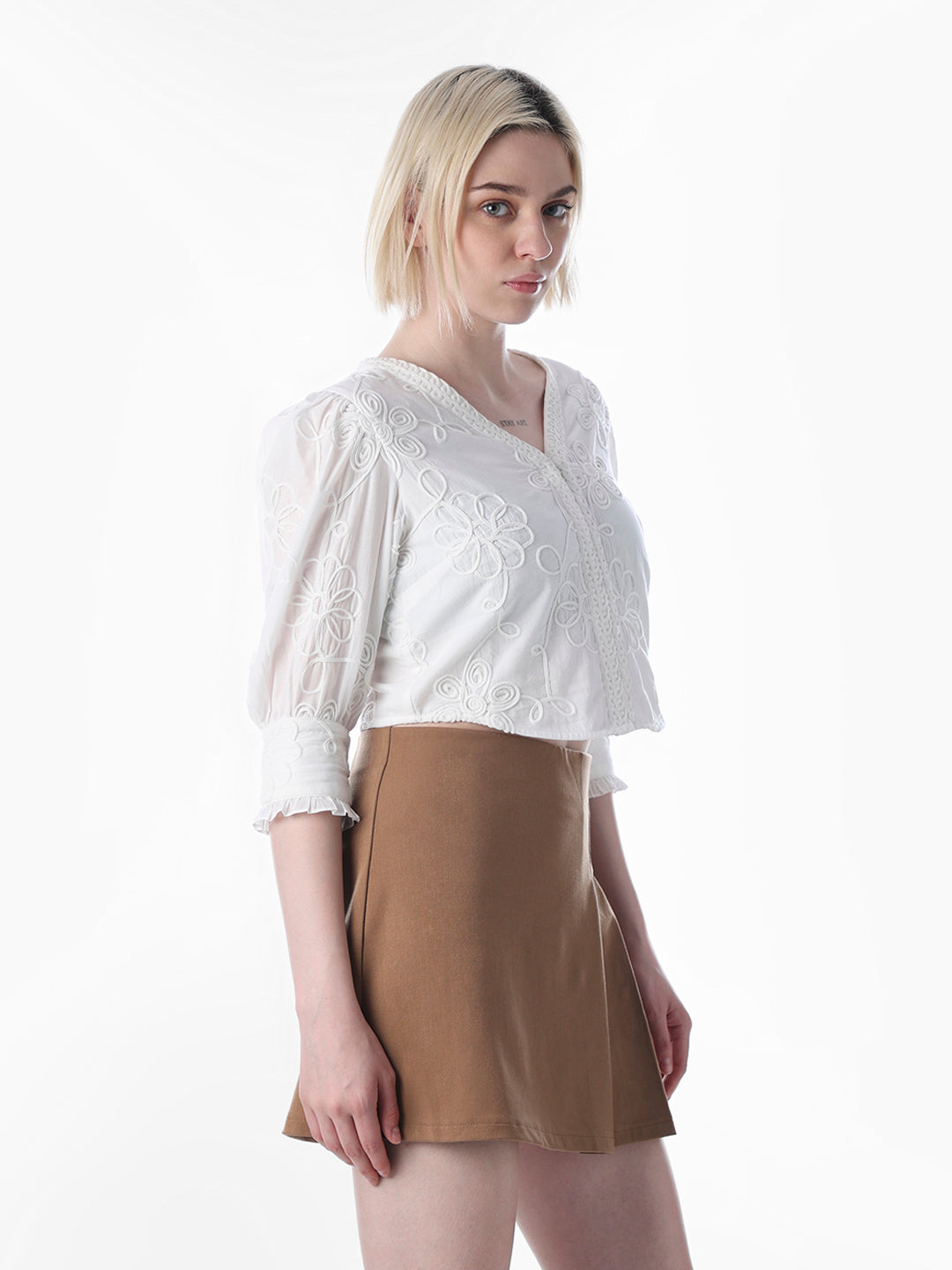 White Embroidered Lace Top