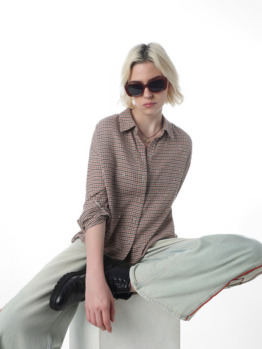 Multi-Colour Rhinestone Detail Shirt
