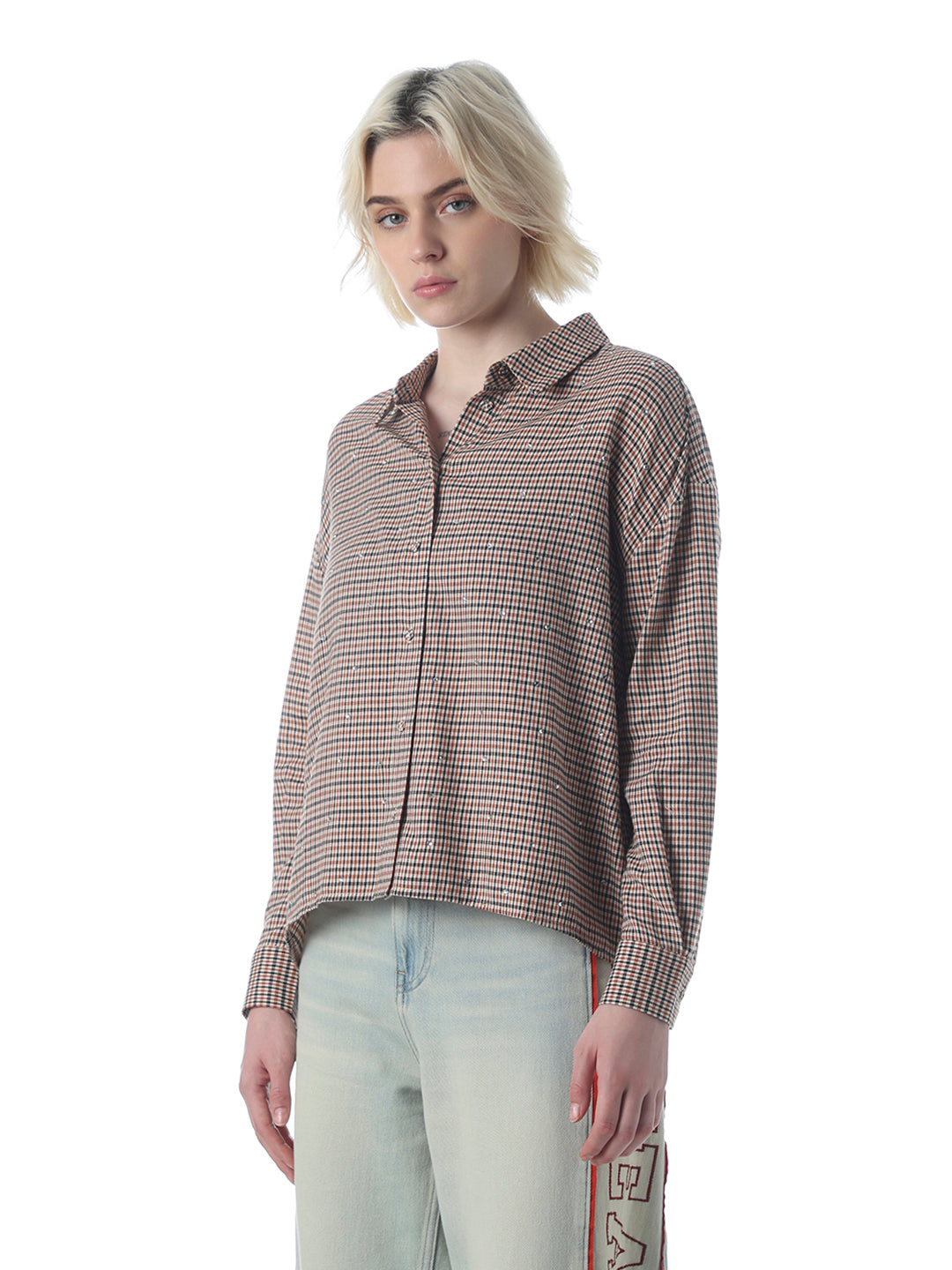 Multi-Colour Rhinestone Detail Shirt