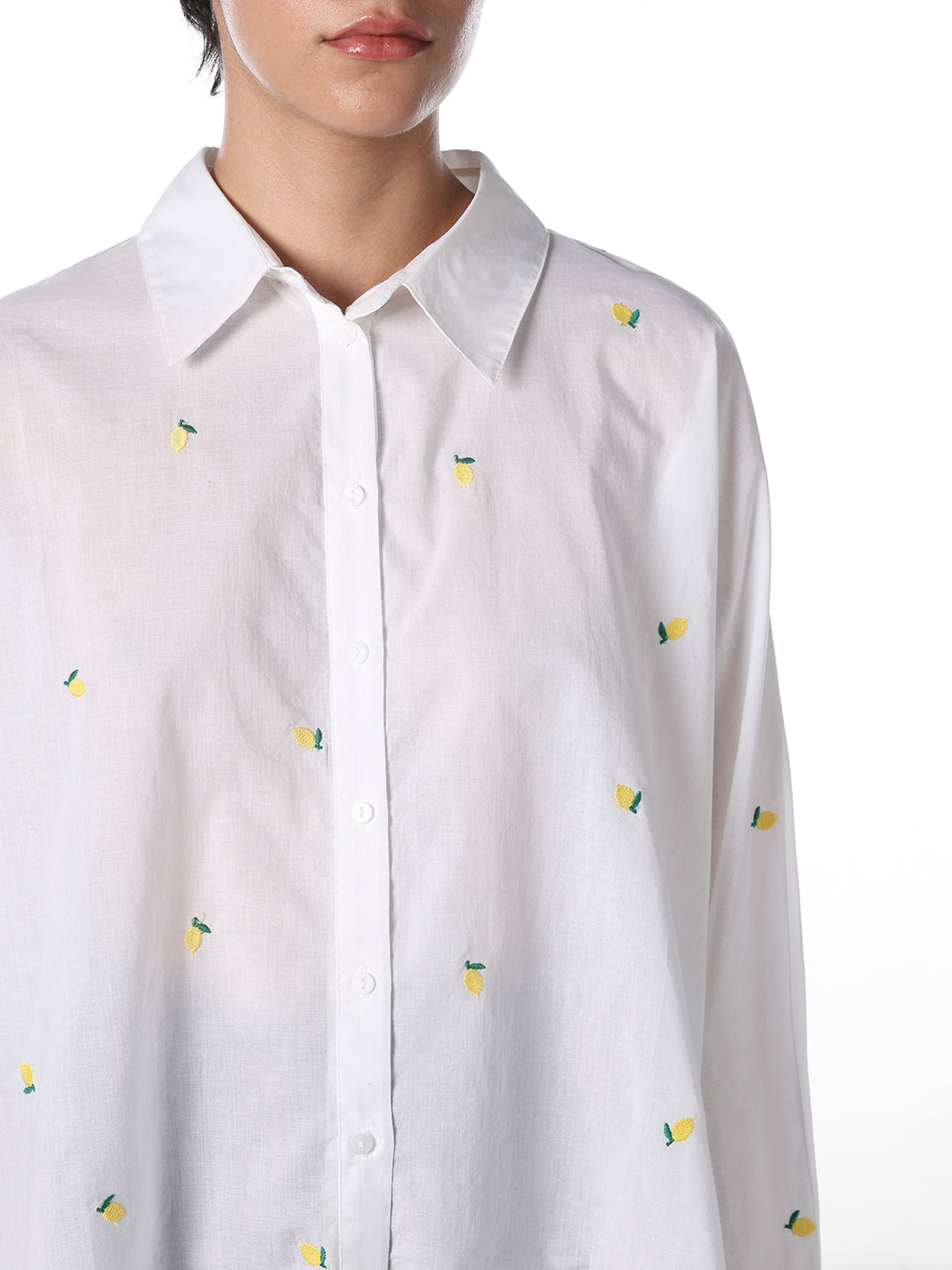 White Embroidered Motif Shirt