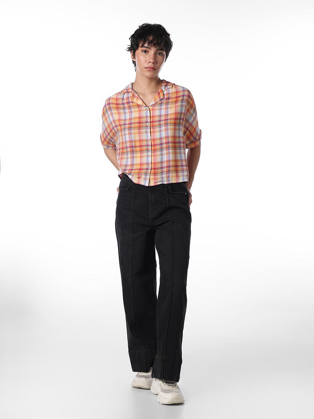 Multi-Colour Check Boxy Fit Shirt