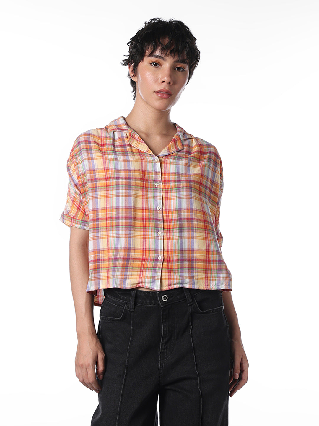 Multi-Colour Check Boxy Fit Shirt