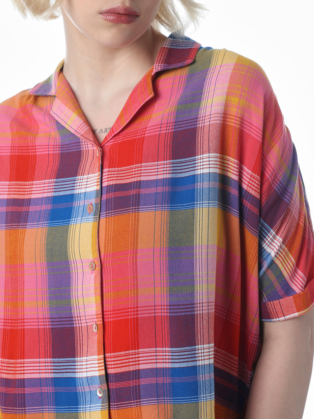 Red Check Cropped Shirt