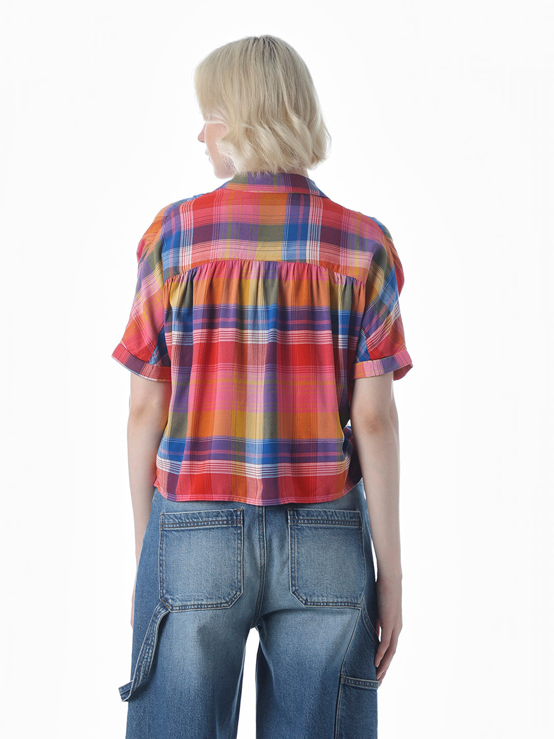 Red Check Cropped Shirt