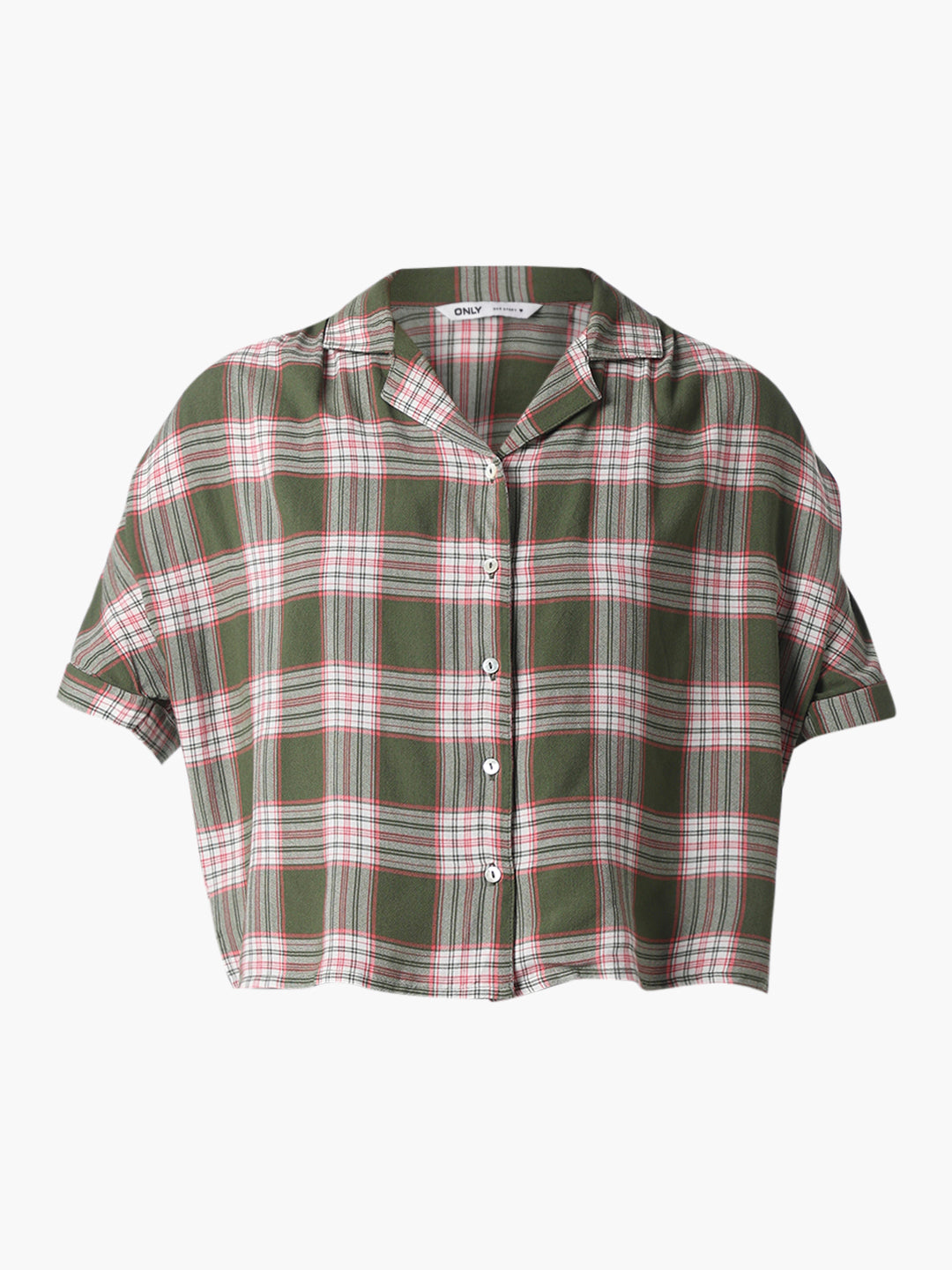 Green Check Boxy Fit Shirt