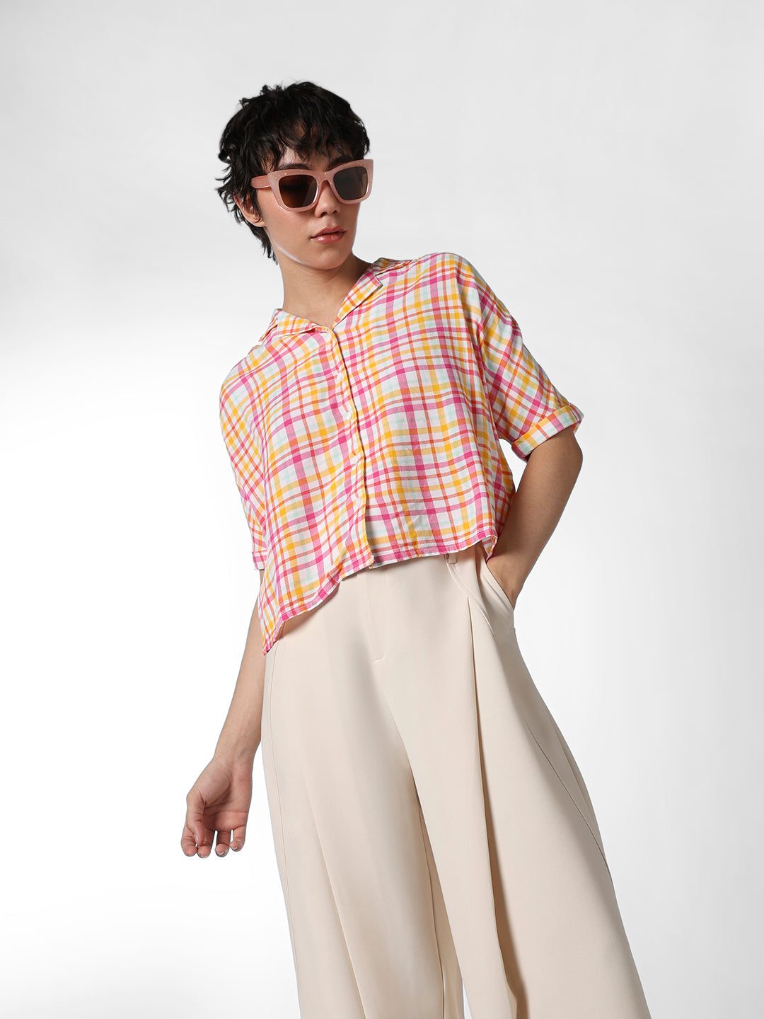Multi-Colour Check Boxy Fit Shirt