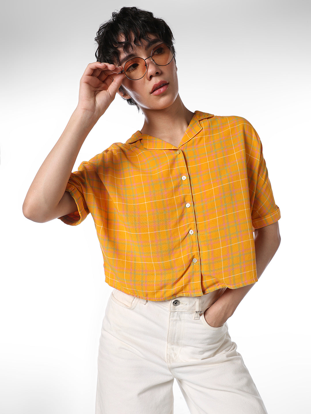 Yellow Check Boxy Fit Shirt
