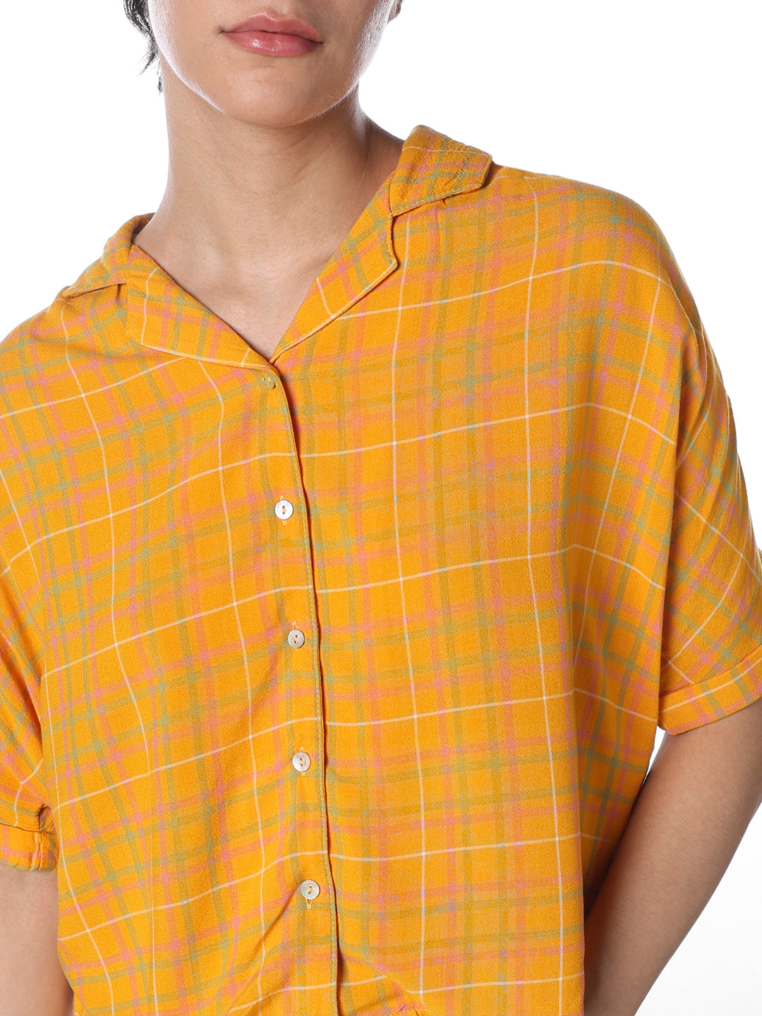 Yellow Check Boxy Fit Shirt