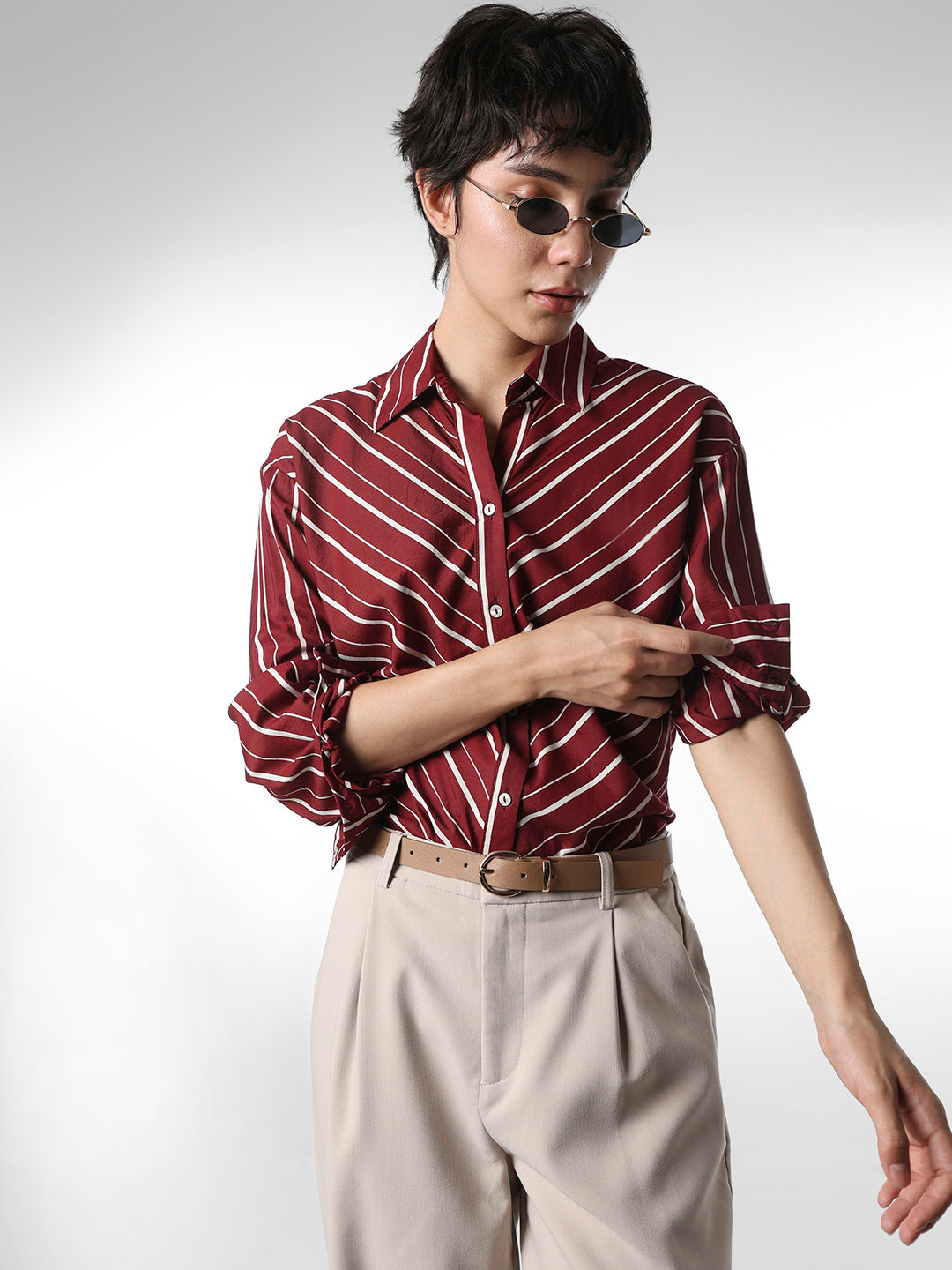 Maroon Striped Shirt