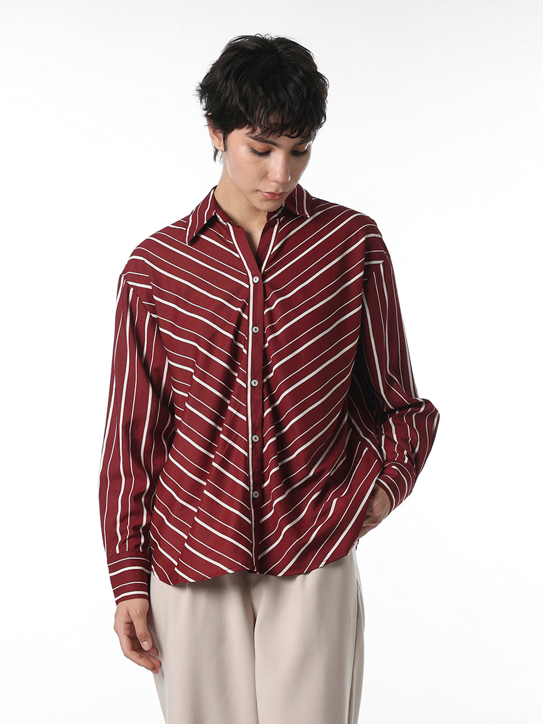 Maroon Striped Shirt
