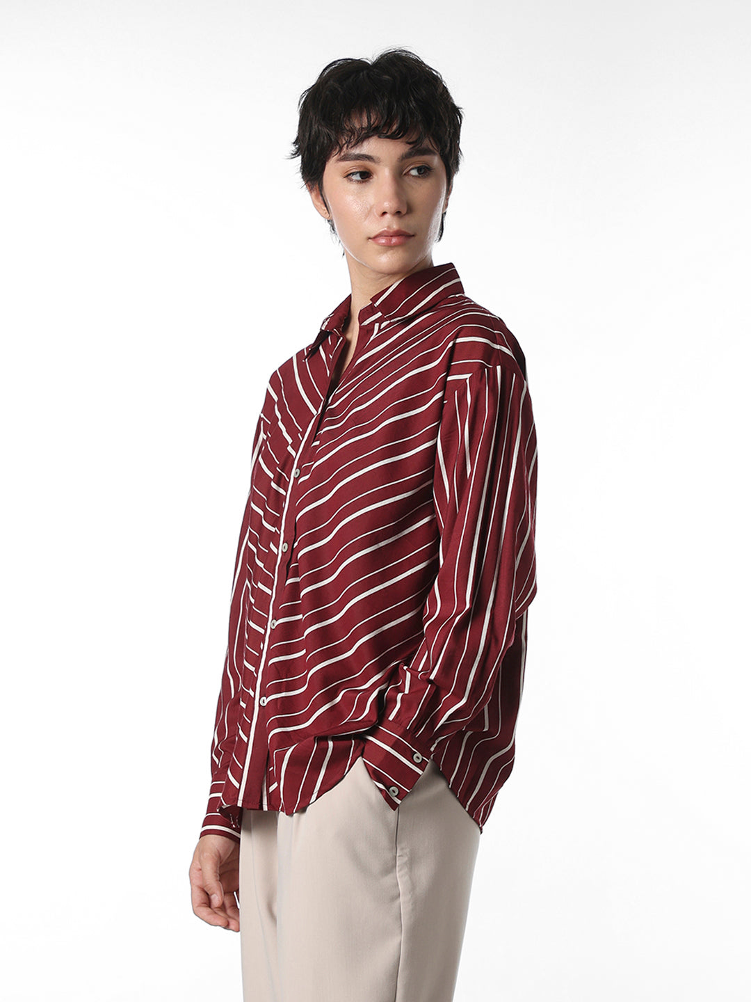 Maroon Striped Shirt