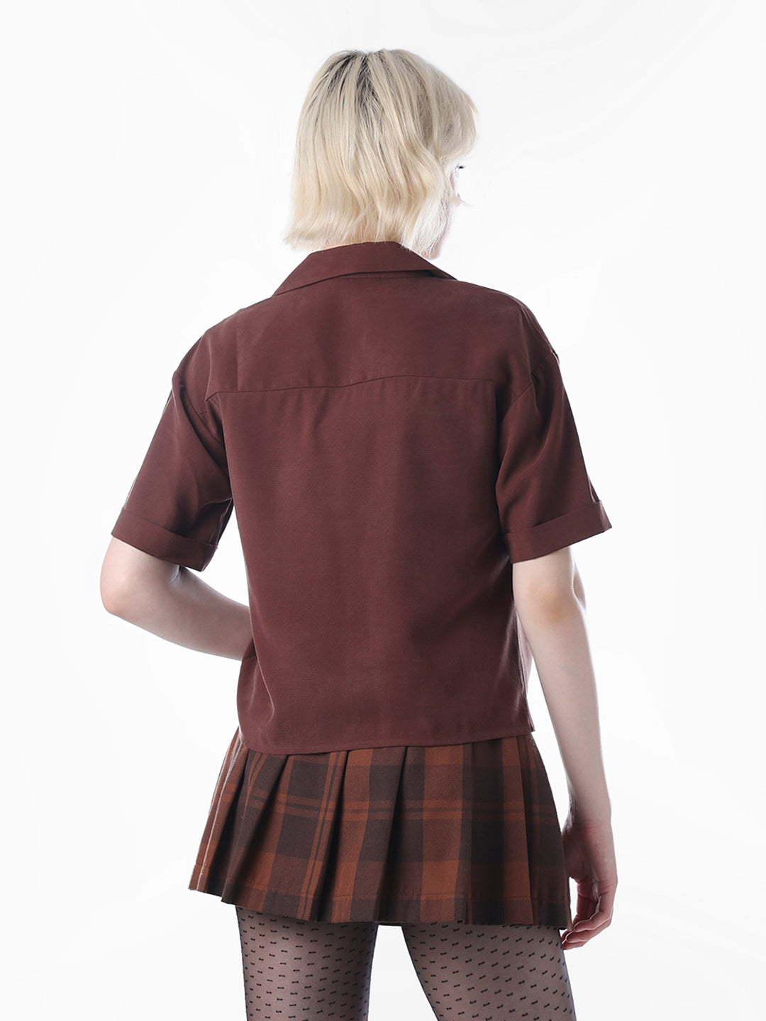 Dark Brown Front Twist Shirt