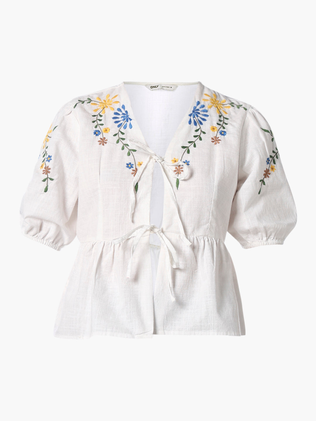 White Embroidered Cotton Top