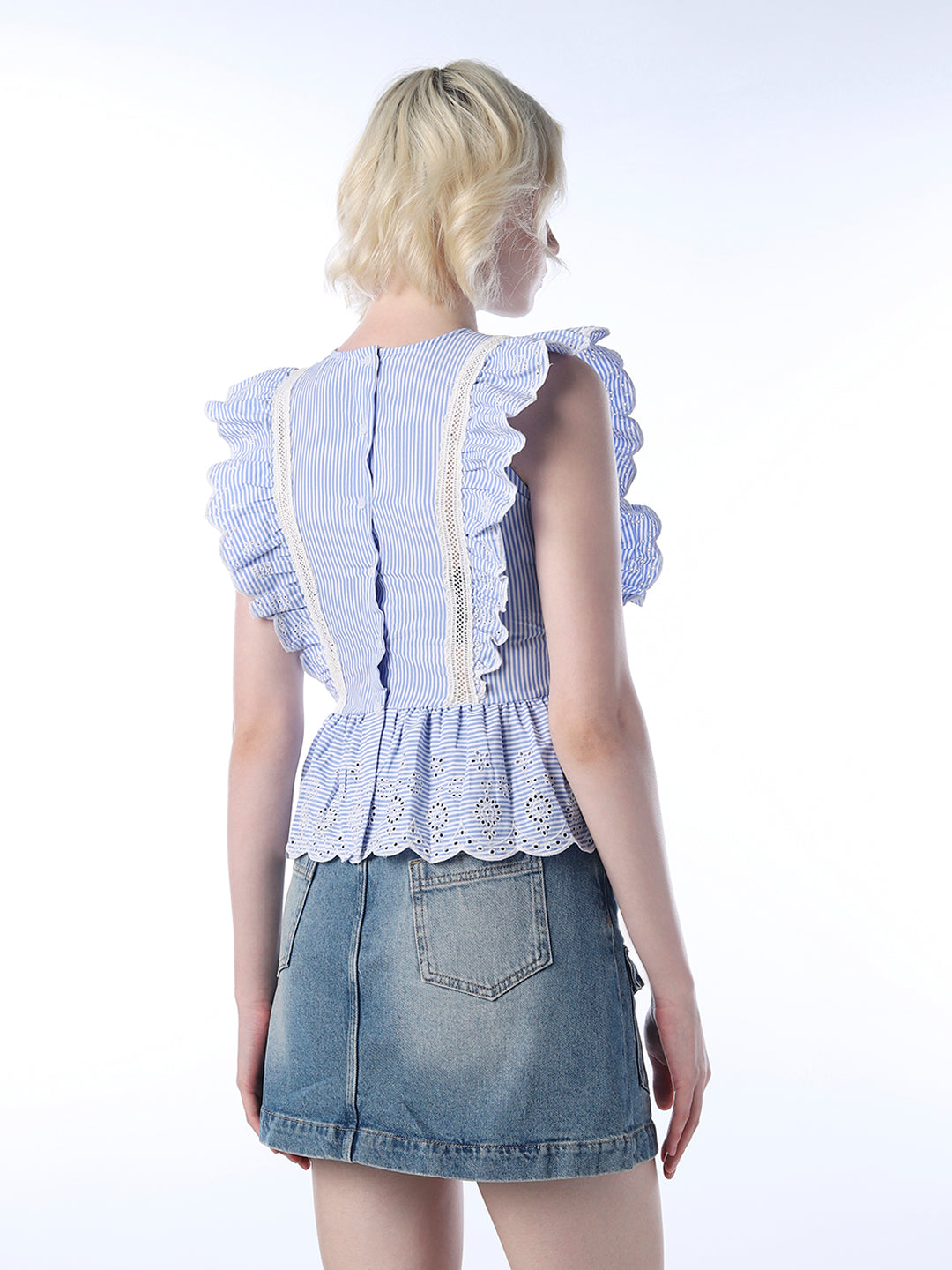 Lace-Detail Peplum Top