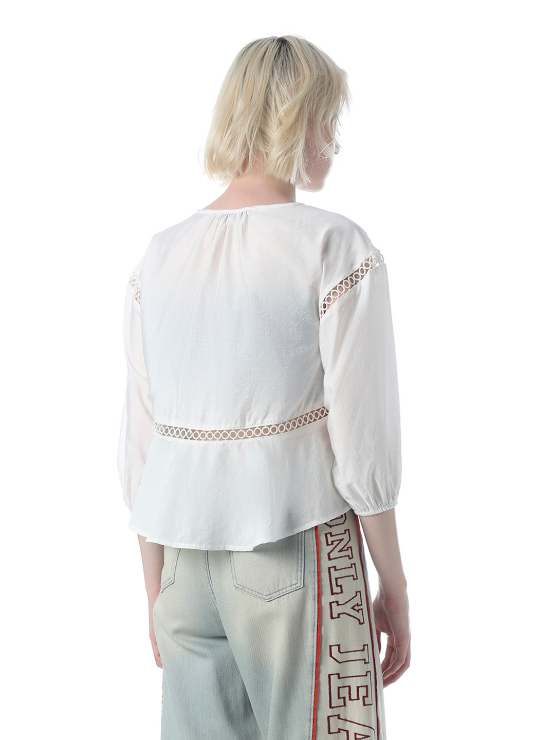 White Tie-Up Lace Top