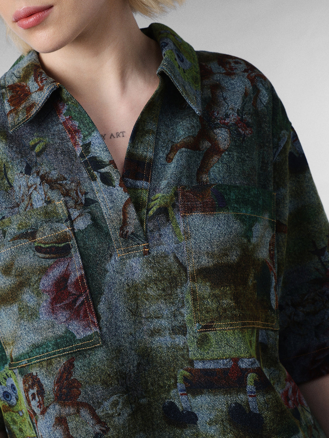 Denim SpongeBob Printed Dress