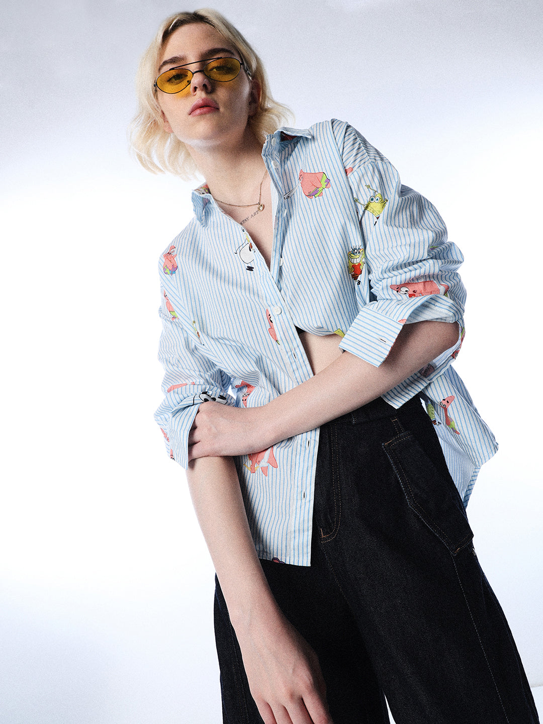 SpongeBob Printed Striped Shirt